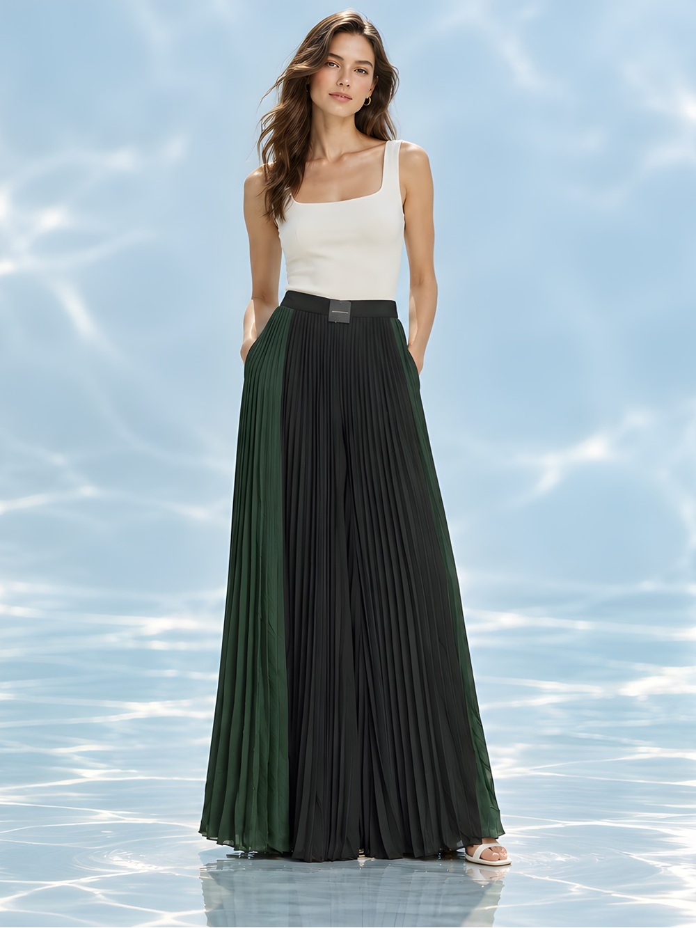 NWT Club Monaco Izabelah Wide Leg Pleated Jessyn Racer Stripe Pants 00